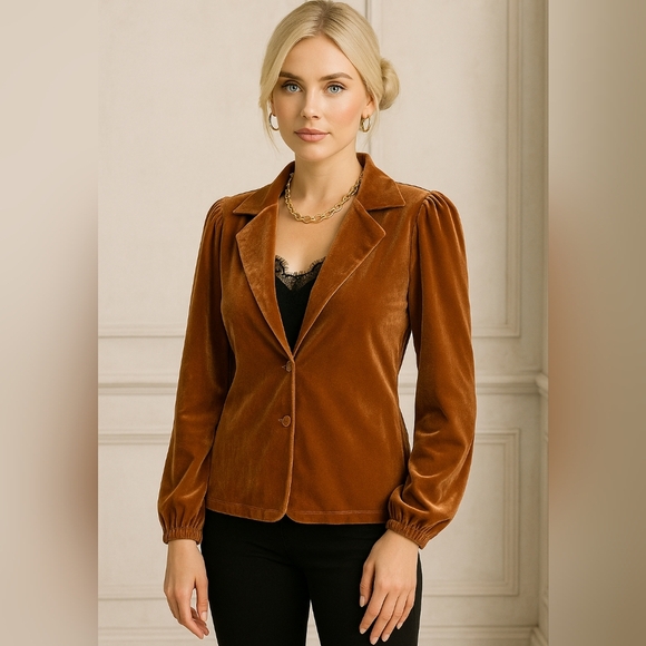 NWT Sophie Rue Leather Red Velvet Blazer Jacket – Size XS - Picture 9 of 11